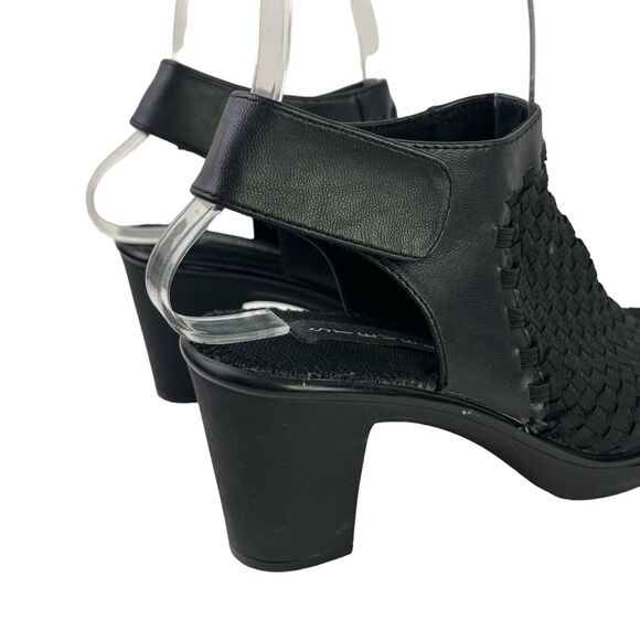 Steven Steve Madden Elmore Women's Woven Black Block High Heels Sandals Shoes 6 - Picture 5 of 16